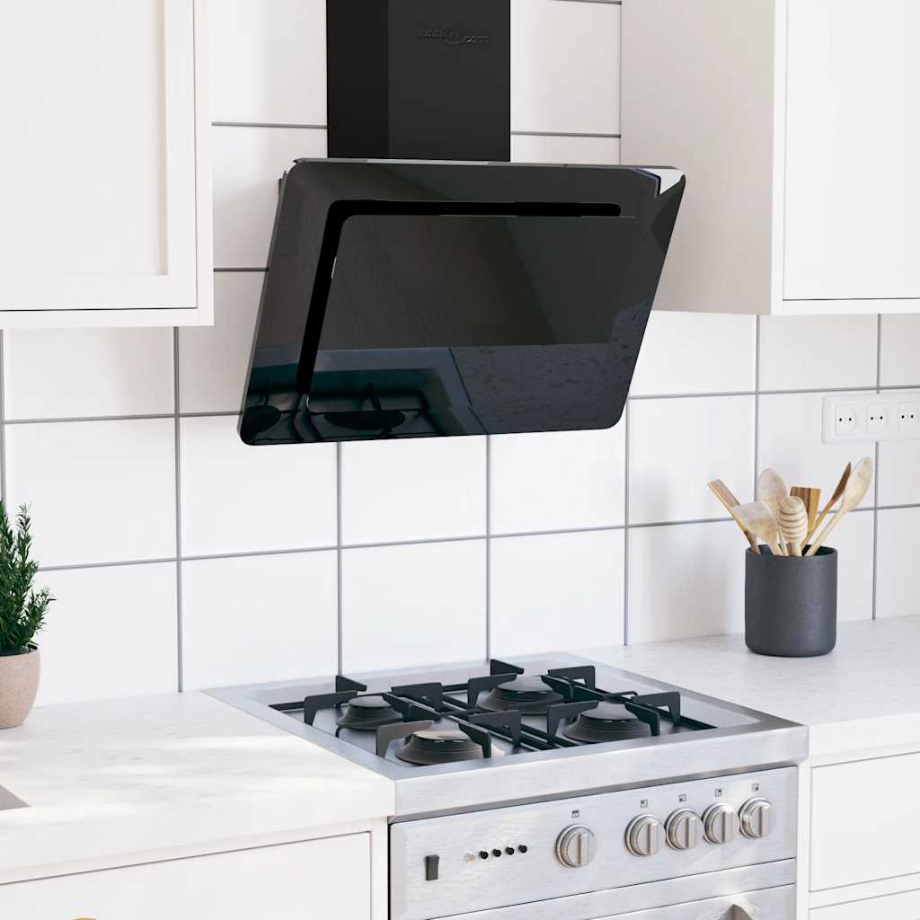 Cappa A Parete 60 Cm In Acciaio Inox E Vetro Temperato Nero