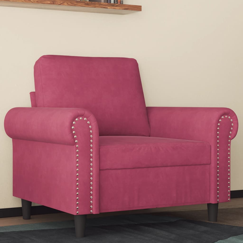 Poltrona Rosso Vino 60 Cm Velluto