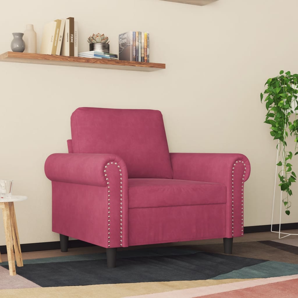 Poltrona Rosso Vino 60 Cm Velluto - Image 3