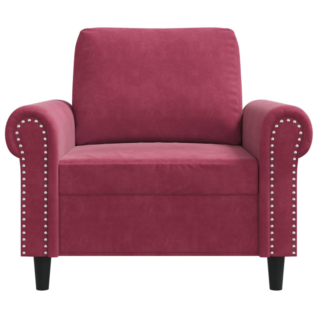 Poltrona Rosso Vino 60 Cm Velluto - Image 4