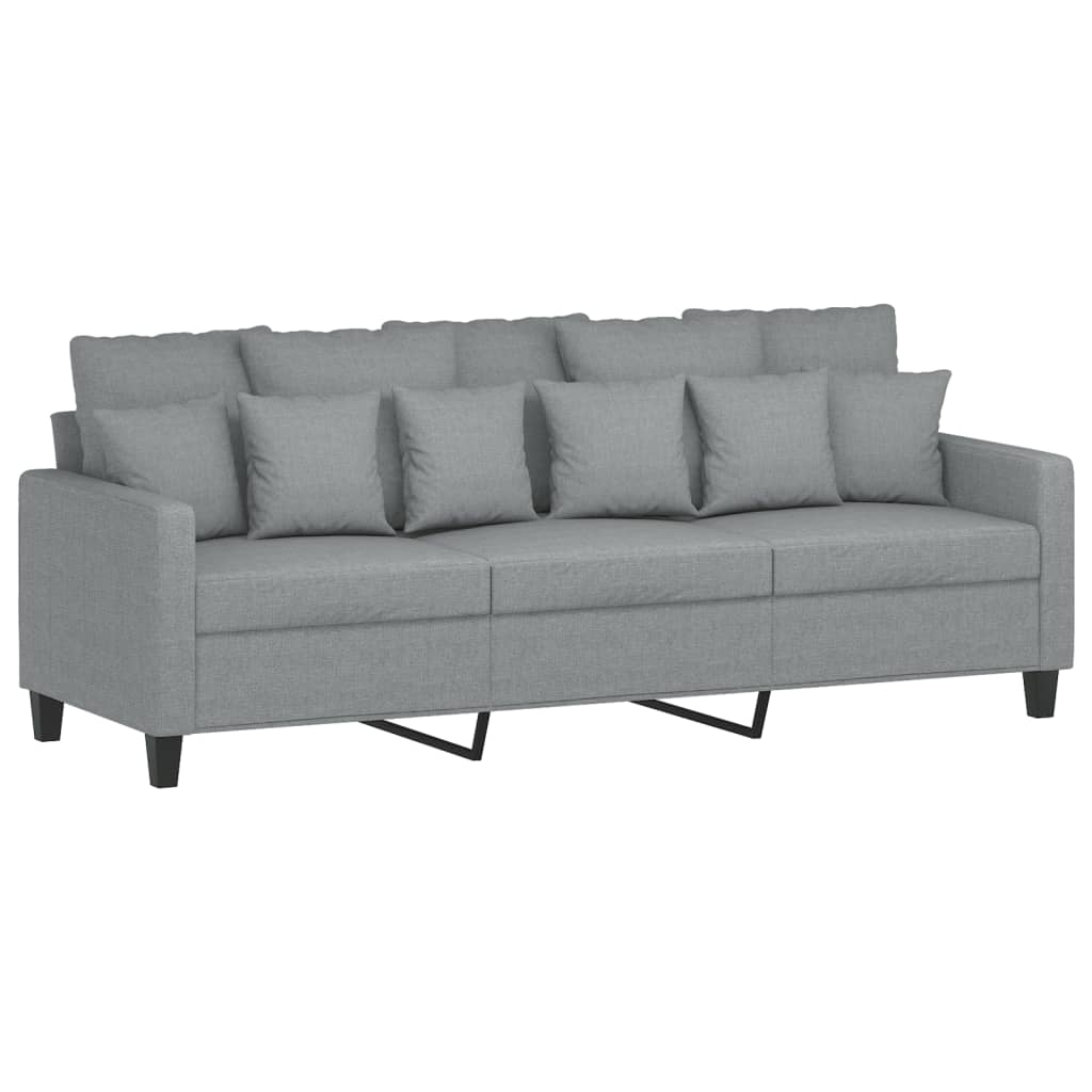 Set Di Divani 2 Pz Con Cuscini Grigio Chiaro In Tessuto - Image 4