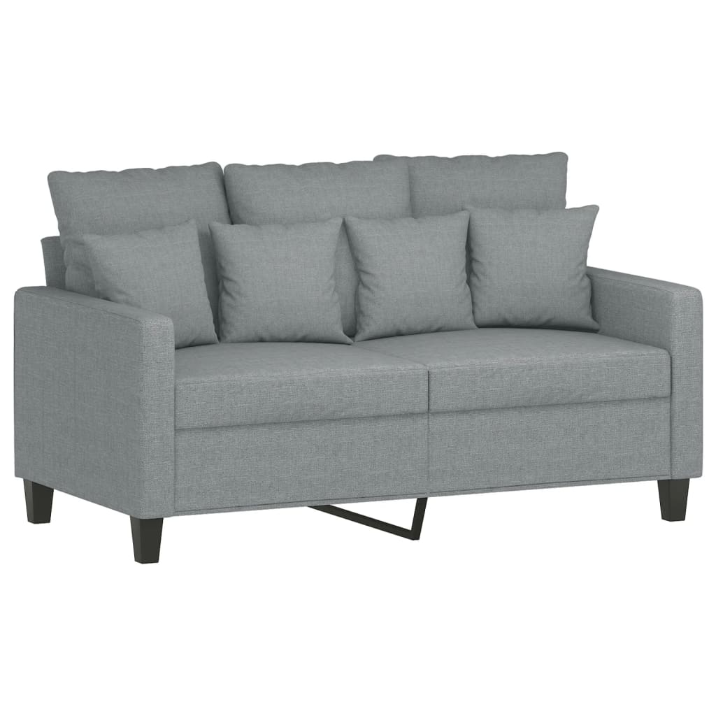 Set Di Divani 2 Pz Con Cuscini Grigio Chiaro In Tessuto - Image 3