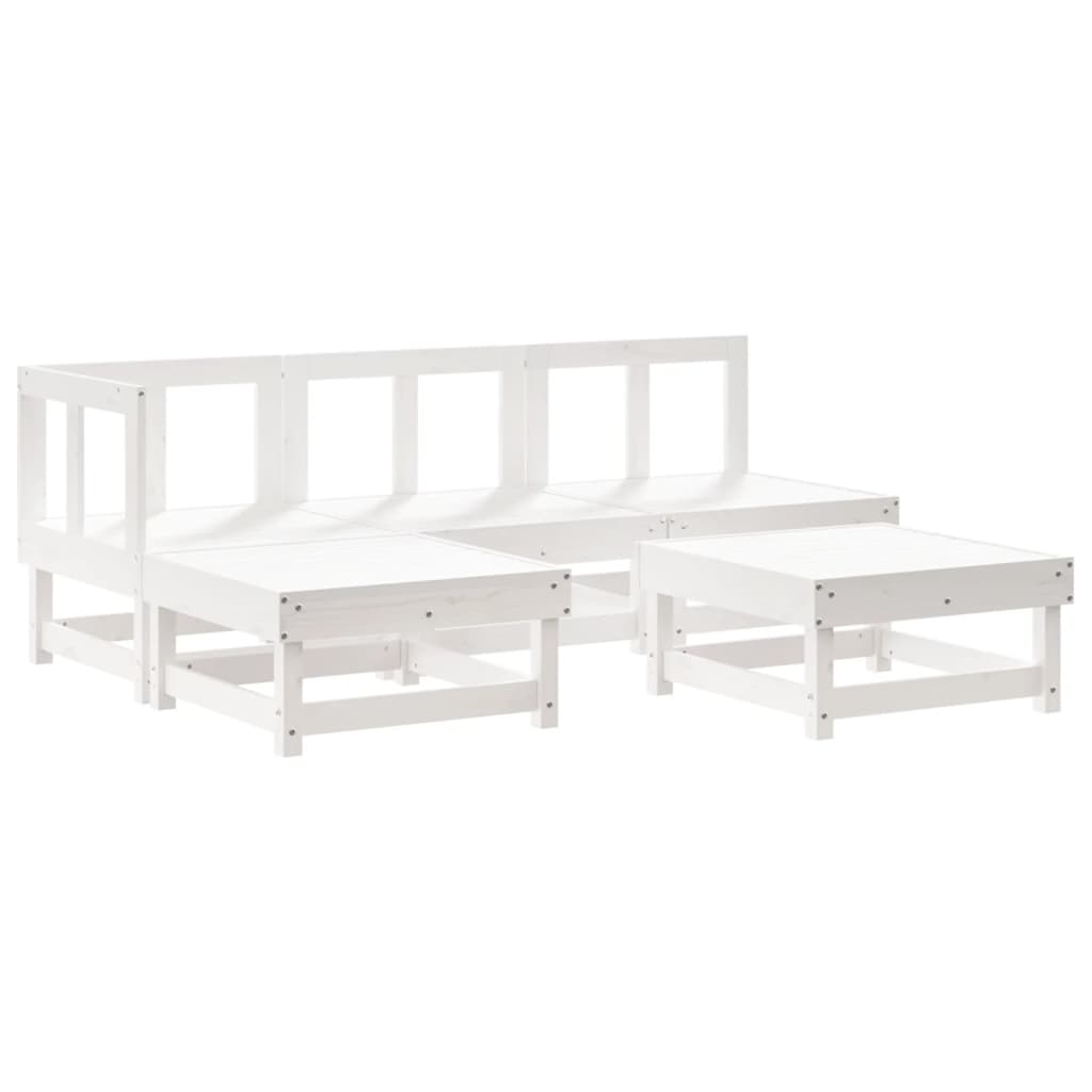 Set Salotto Da Giardino 5 Pz Bianco In Legno Massello Di Pino - Image 2