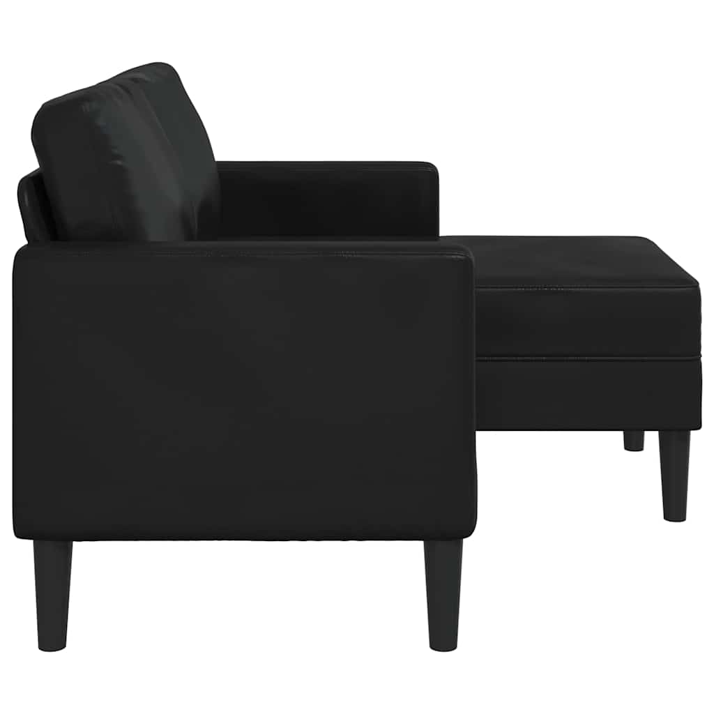 Divano A 2 Posti Con Chaise Longue A L Nero 125 Cm In Similpelle - Image 4