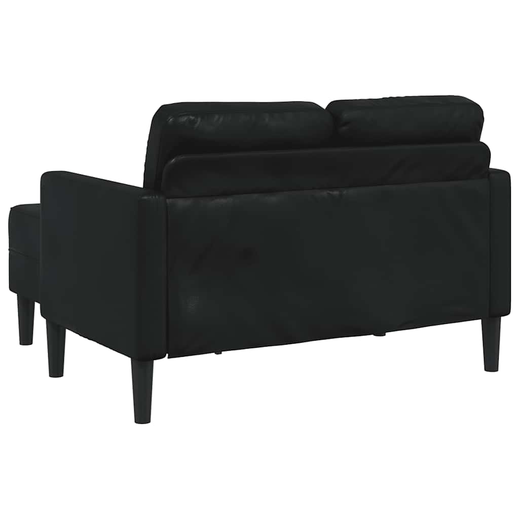 Divano A 2 Posti Con Chaise Longue A L Nero 125 Cm In Similpelle - Image 5