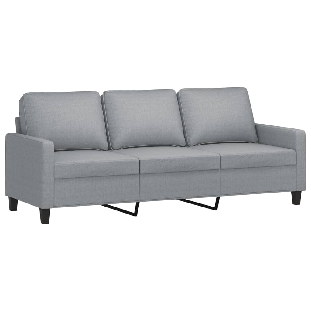 Set Di Divani 3 Pz Con Cuscini Grigio Chiaro In Tessuto - Image 5