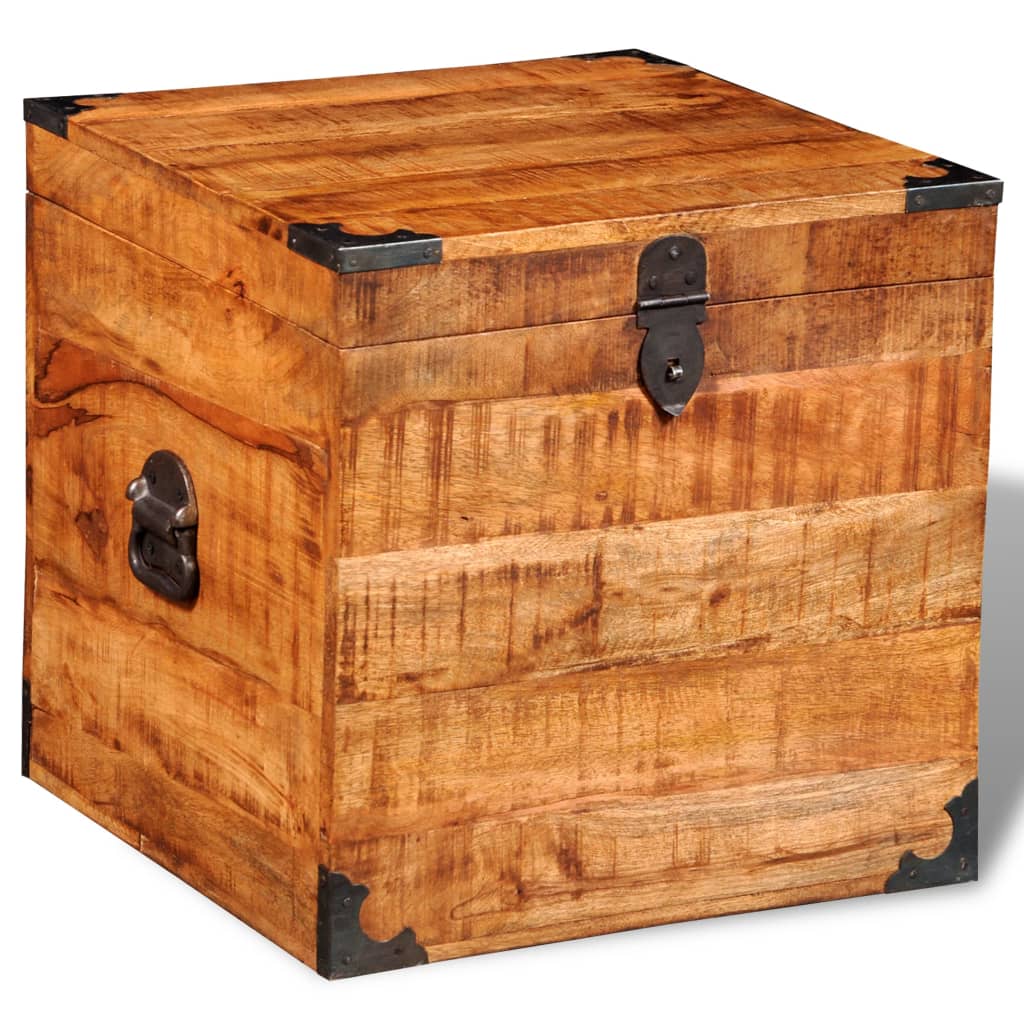 Cassapanca Di Stoccaggio A Cubo In Legno Ruvido Di Mango