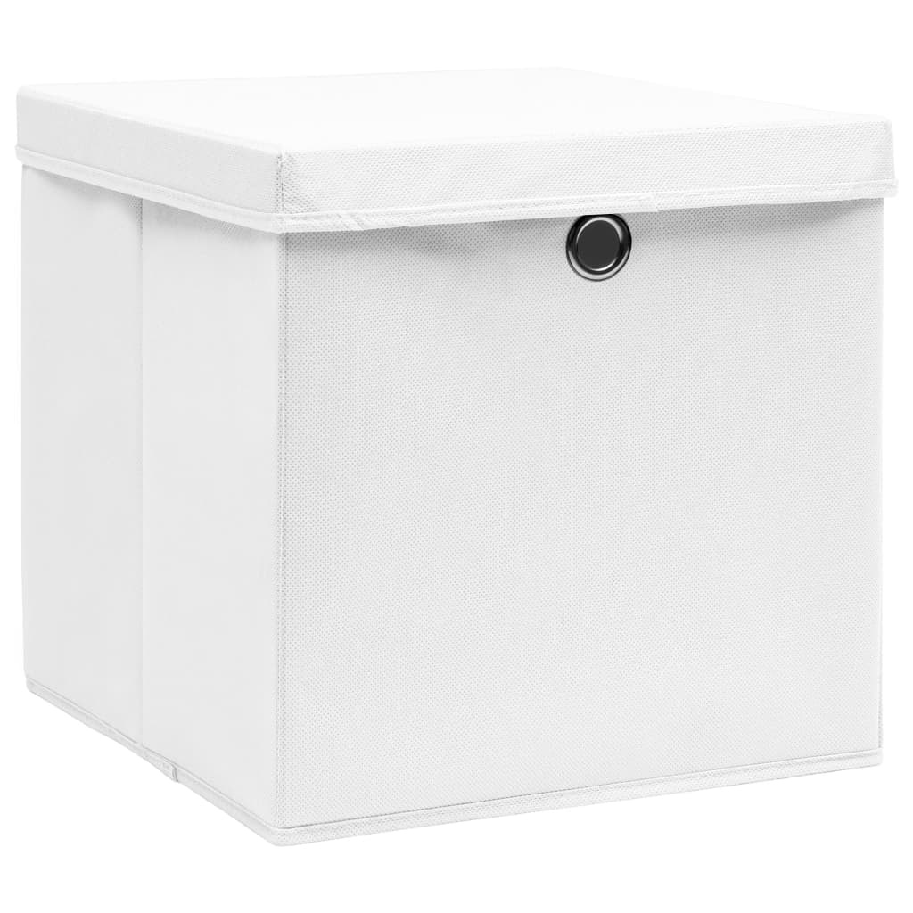 Scatole Con Coperchi 10pz Bianche 32x32x32 Cm Tessuto