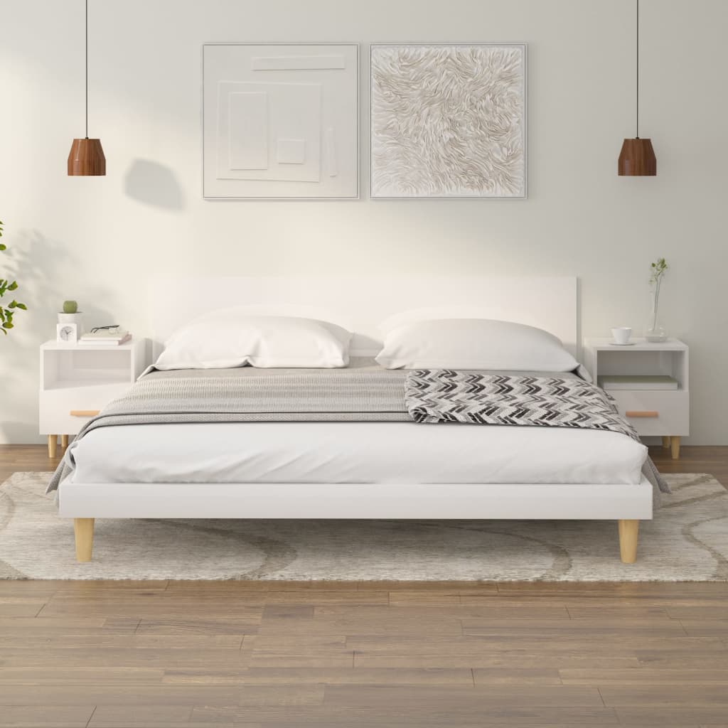 Comodini 2 Pz In Bianco Lucido 40x35x47 cm