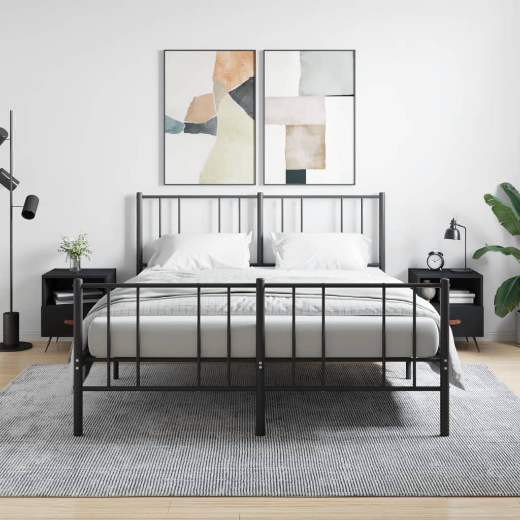 Comodini 2 Pz Neri 40x35x47,5 Cm In Legno Multistrato