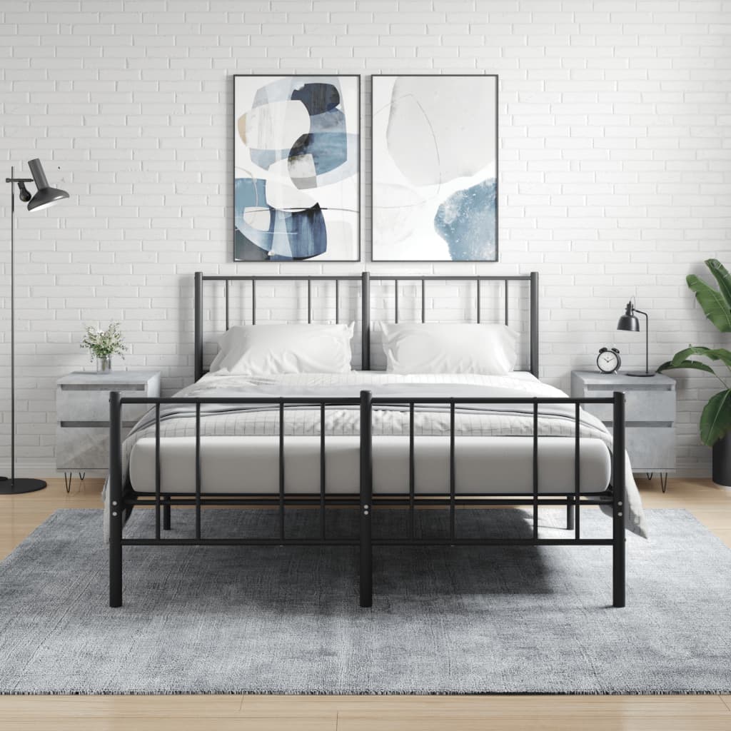 Comodini 2pz Grigio Cemento 40x35x50 Cm In Legno Multistrato