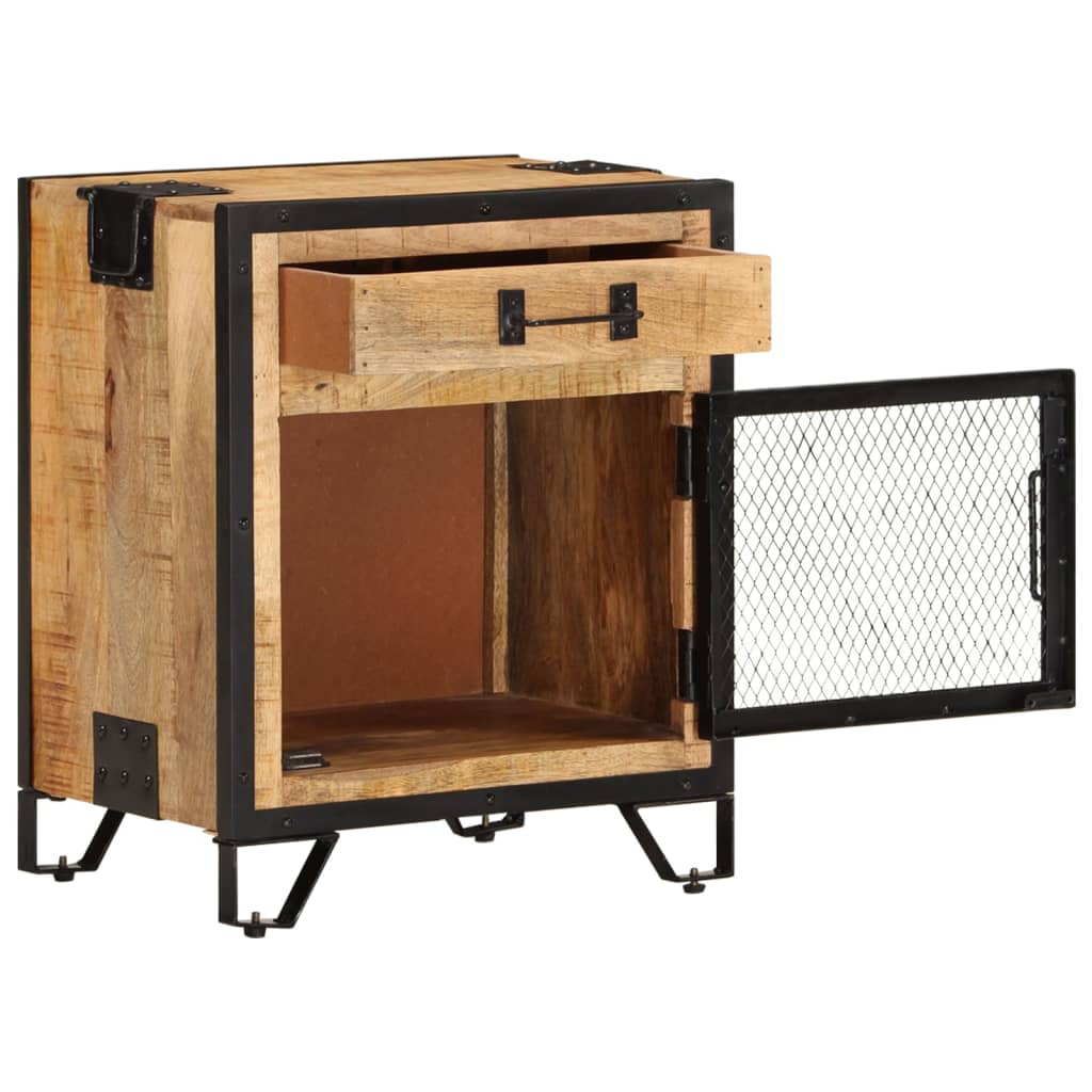 Comodino 43x30x51 In Legno Massello Di Mango Grezzo