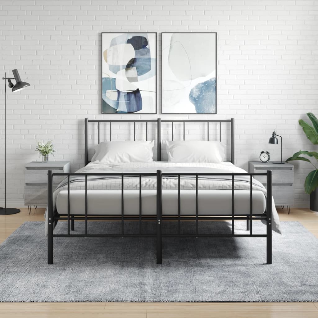 Comodini 2pz Grigio Sonoma 40x35x50 Cm In Legno Multistrato