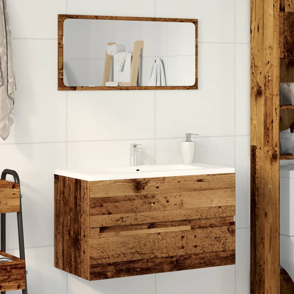 Mobile Pensile Da Bagno Legno Antico 80x38,5x45cm In Truciolato - Image 3