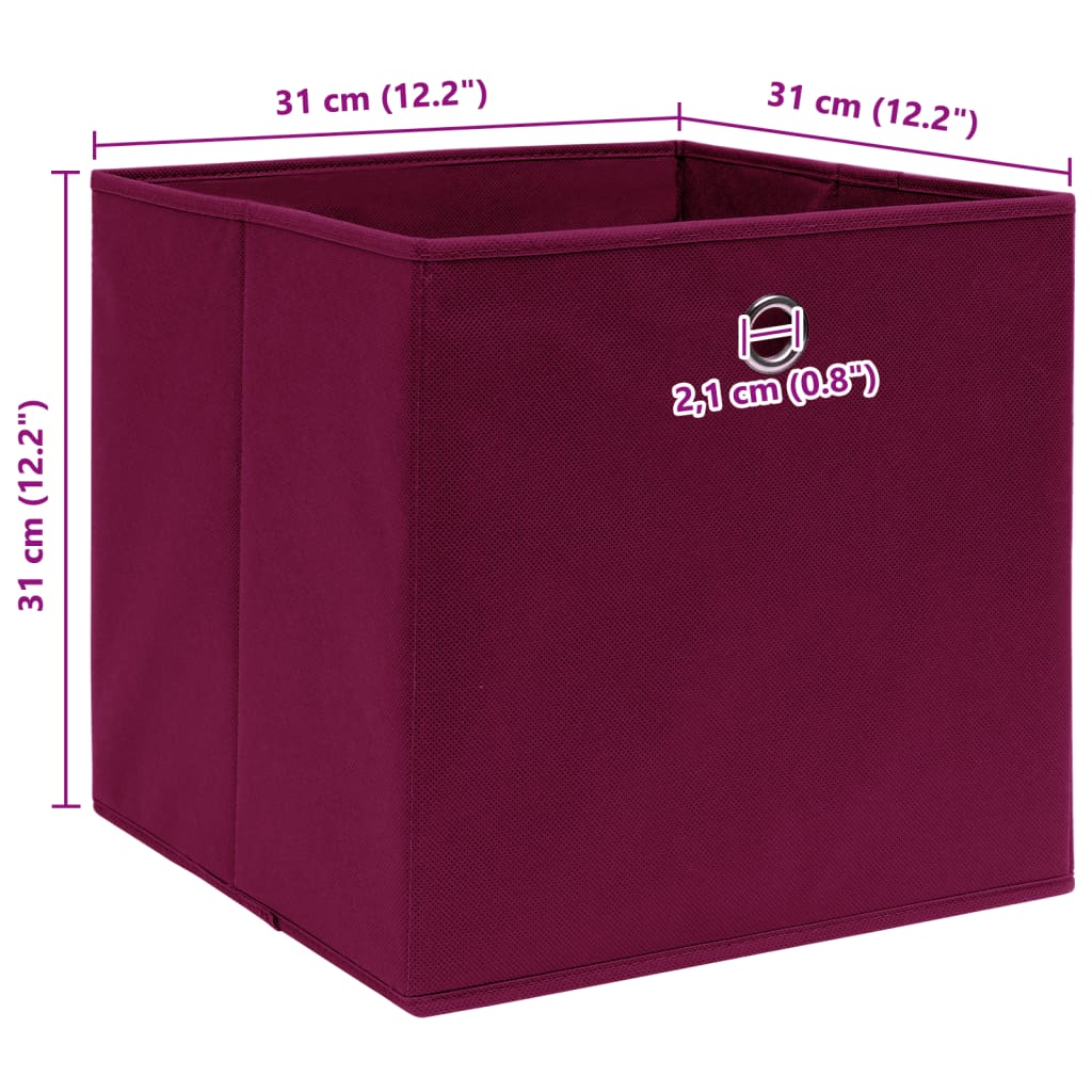 Scatole Con Coperchi 10 Pz Rosso Scuro 32x32x32 Cm Tessuto - Image 5