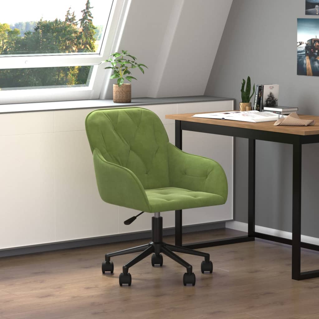 Sedia Da Ufficio Girevole Verde Chiaro In Velluto