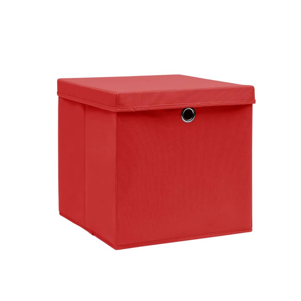 Contenitori Con Coperchi 10 Pz 28x28x28 Cm Rosso