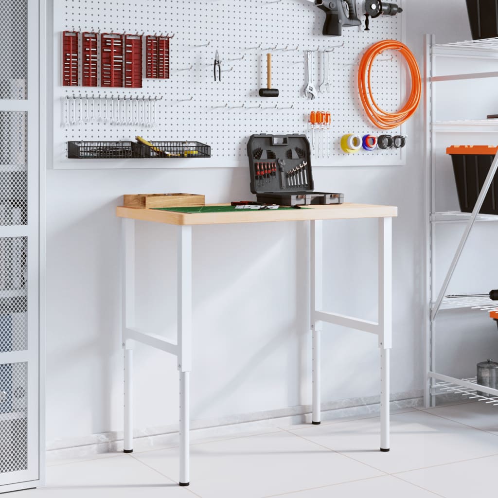 Banco Lavoro 100x60x(73-99,5) Cm Legno Di Rovere Rettangolare - Image 3