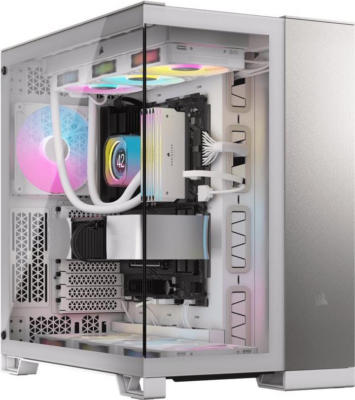Corsair 6500x - Mid Tower - E-Atx - Seitenteil Mit Fenster (gehärtetes Glas) - Keine Spannungsversorgung (atx) - Weiß, Satin Gray Aluminum - Usb/audi