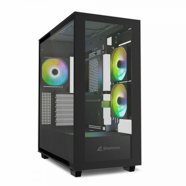 Sharkoon Case Rebel C60 Rgb Black Atx 2x U3, 1x TypE-C,trrs, 2x Tempered Glass, 4x 120 Argb Pwm, Arg