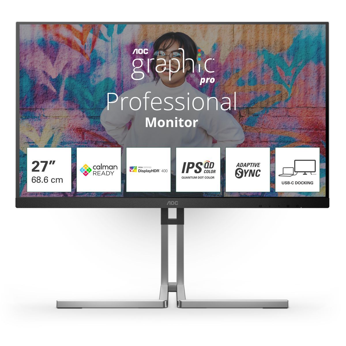 Aoc Monitor 27  Ips 16:9 4ms 420 Cdm, UsB-C, Pivot, Dp/hdmi