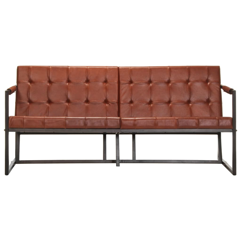 Divano A 3 Posti Marrone In Vera Pelle Di Capra