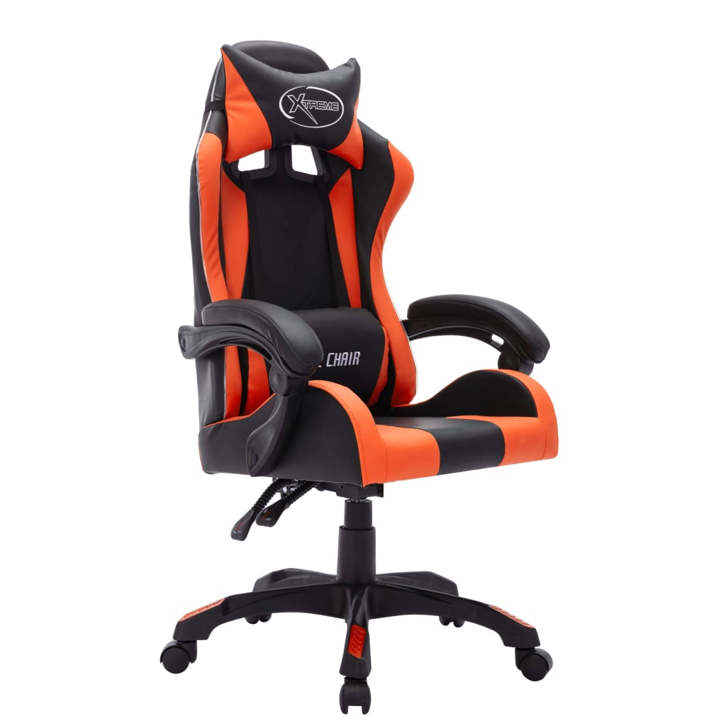 Sedia Da Gaming Con Luci A Led Rgb Arancione E Nera Similpelle - Image 3