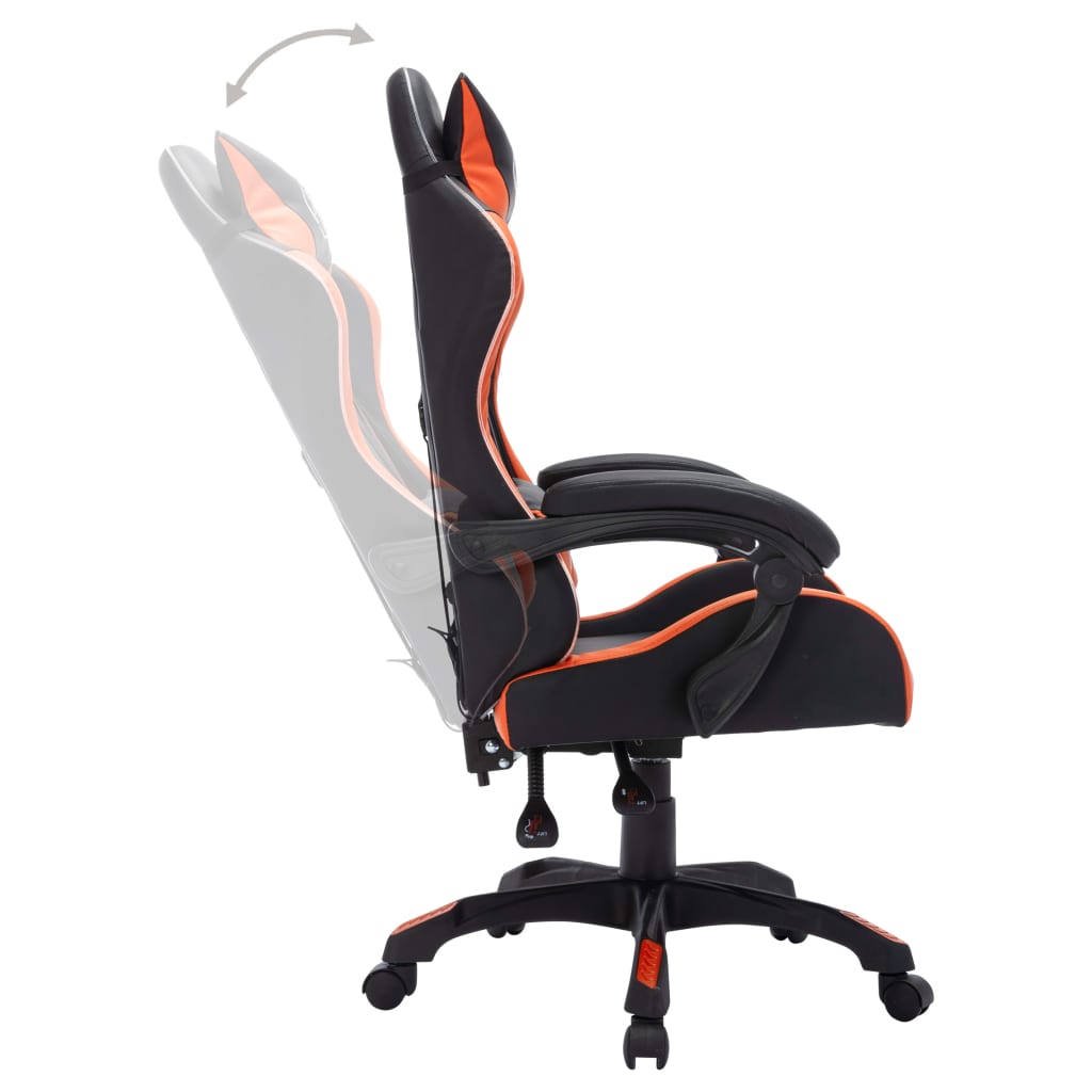 Sedia Da Gaming Con Luci A Led Rgb Arancione E Nera Similpelle - Image 5