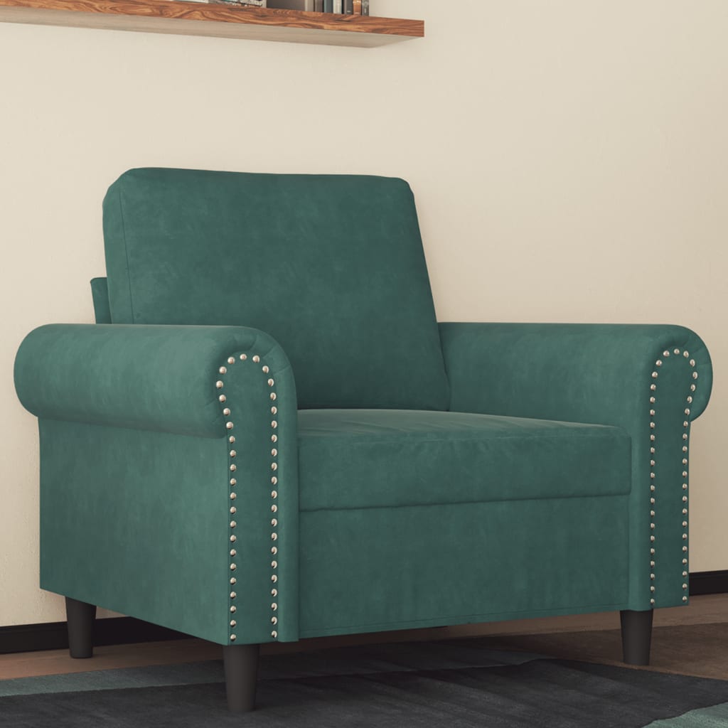 Poltrona Verde Scuro 60 Cm Velluto