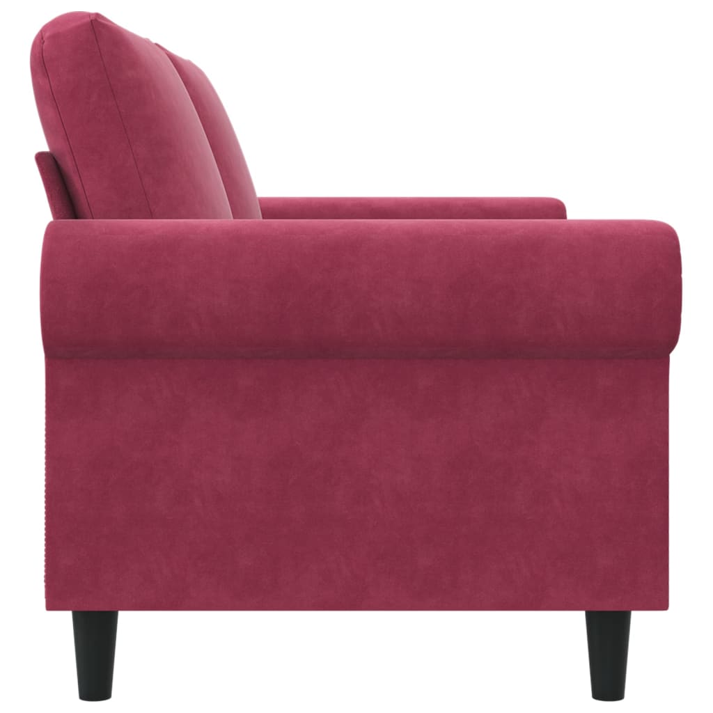 Divano A 2 Posti Rosso Vino 140 Cm In Velluto - Image 5
