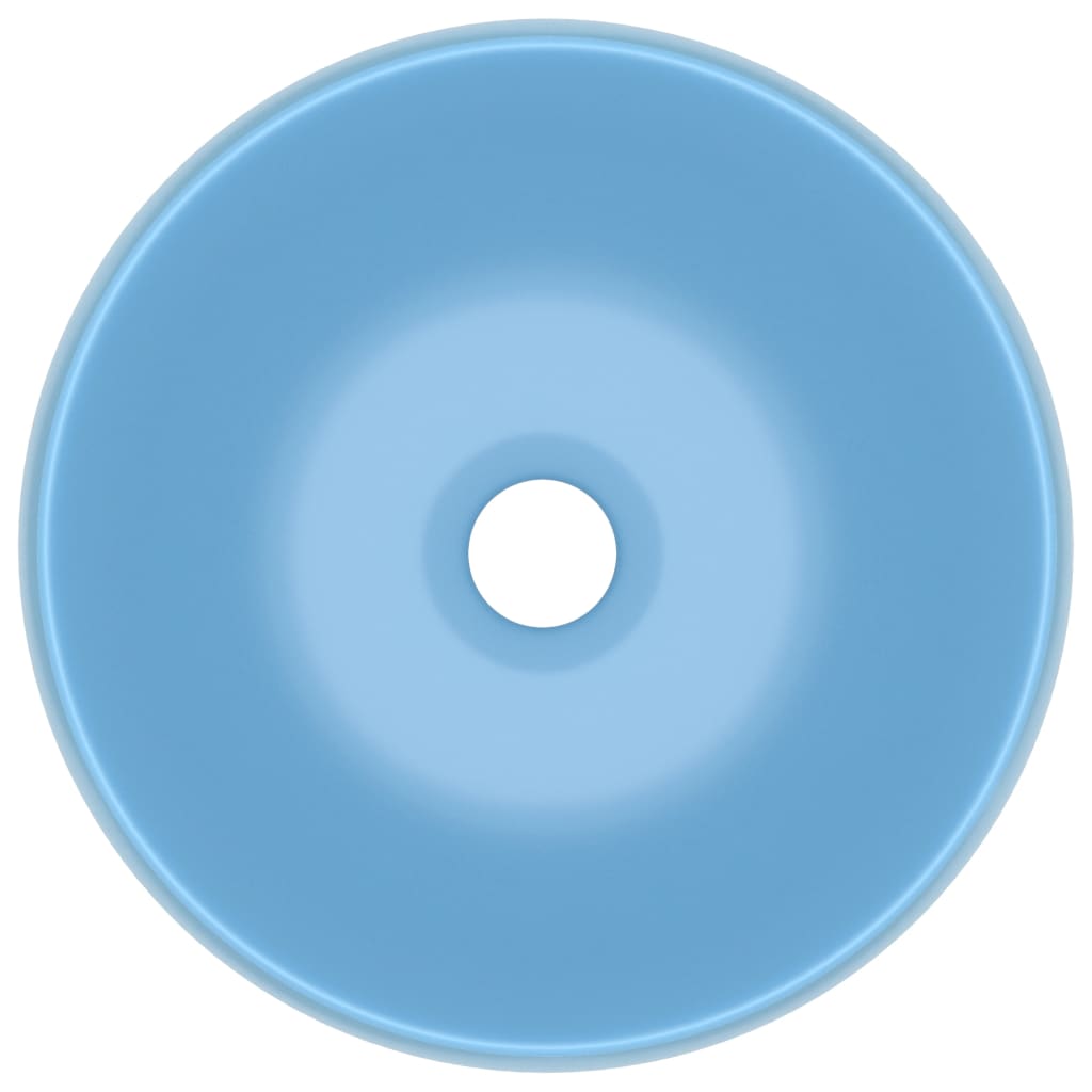 Lavandino Lusso Rotondo Azzurro Opaco 40x15 Cm In Ceramica - Image 3