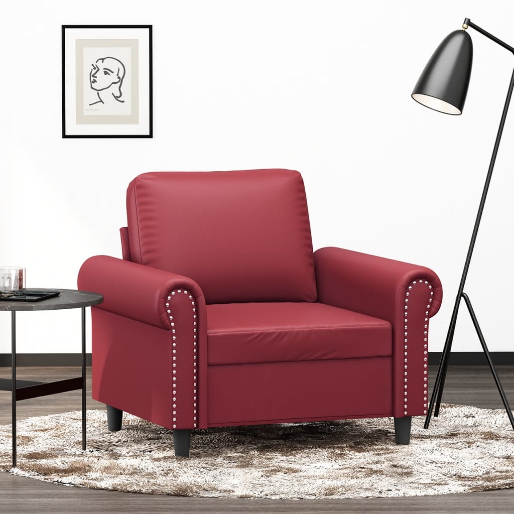 Poltrona Rosso Vino 60 Cm In Similpelle