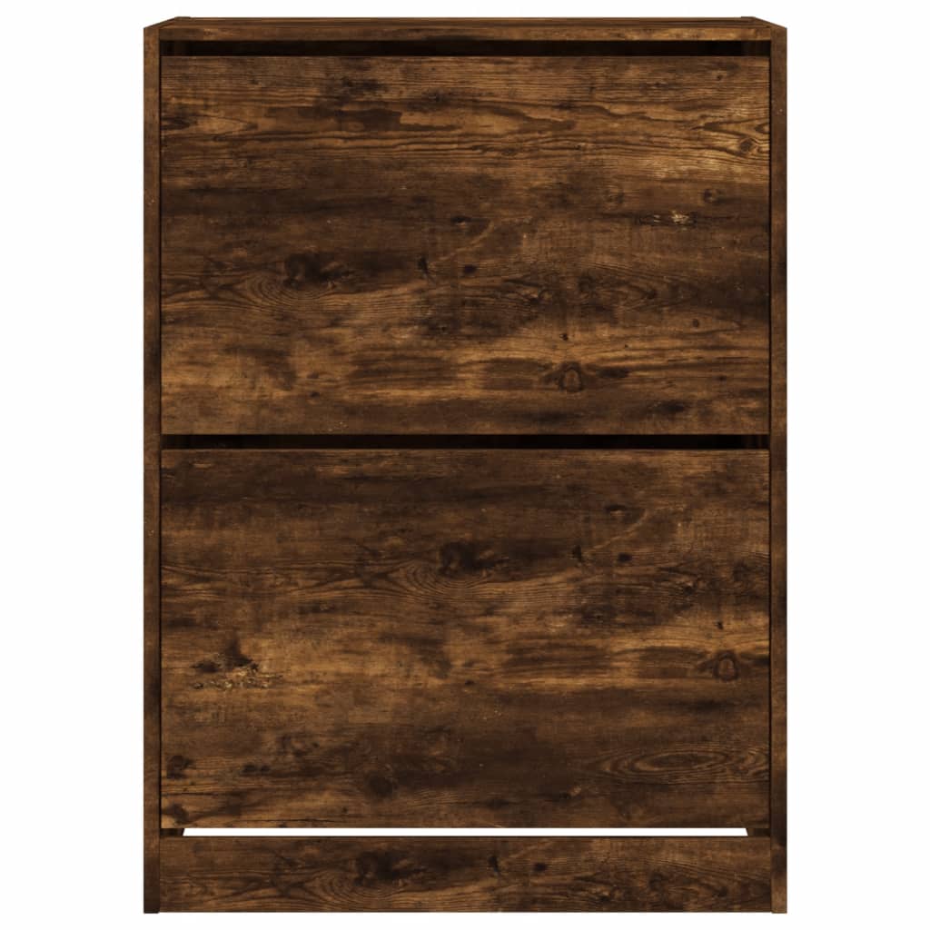 Scarpiera Con 2 Cassetti Ribaltabili Rovere Fumo 80x42x108 cm - Image 6