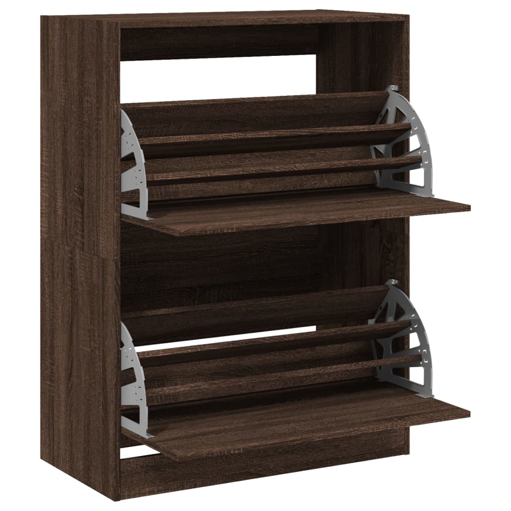 Scarpiera Con 2 Cassetti Ribaltabili Rovere Marrone 80x42x108cm - Image 5