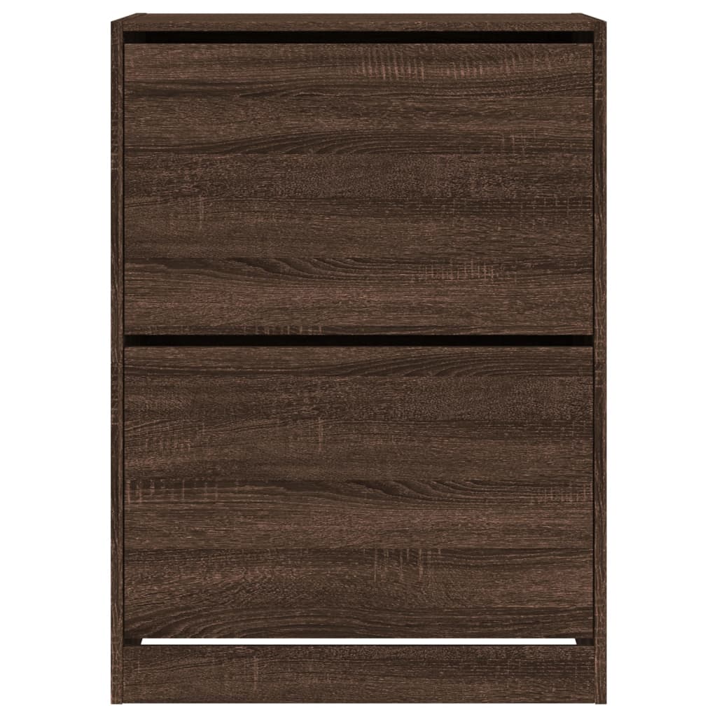 Scarpiera Con 2 Cassetti Ribaltabili Rovere Marrone 80x42x108cm - Image 6