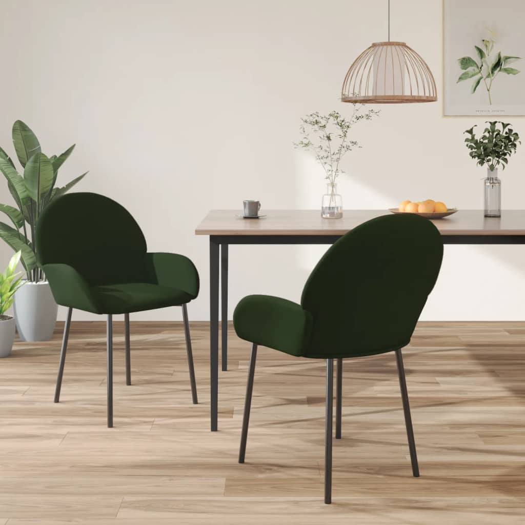 Sedie Da Pranzo 2 Pz Verde Scuro In Velluto