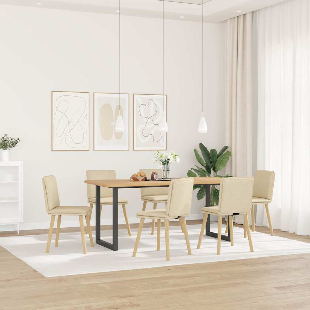 Sedie Da Pranzo 6 Pz Crema In Tessuto