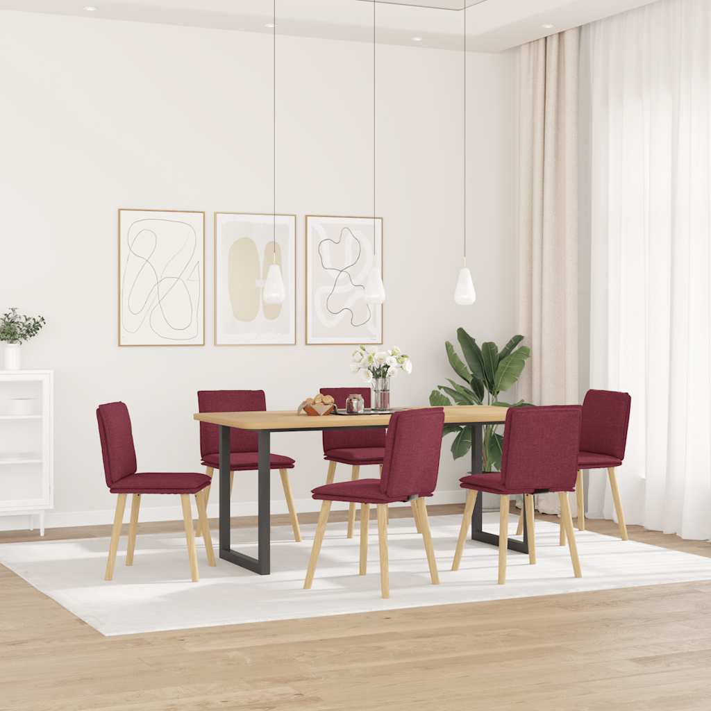 Sedie Da Pranzo 6 Pz Rosso Vino In Tessuto