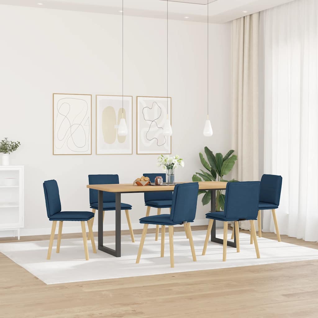 Sedie Da Pranzo 6 Pz Blu In Tessuto