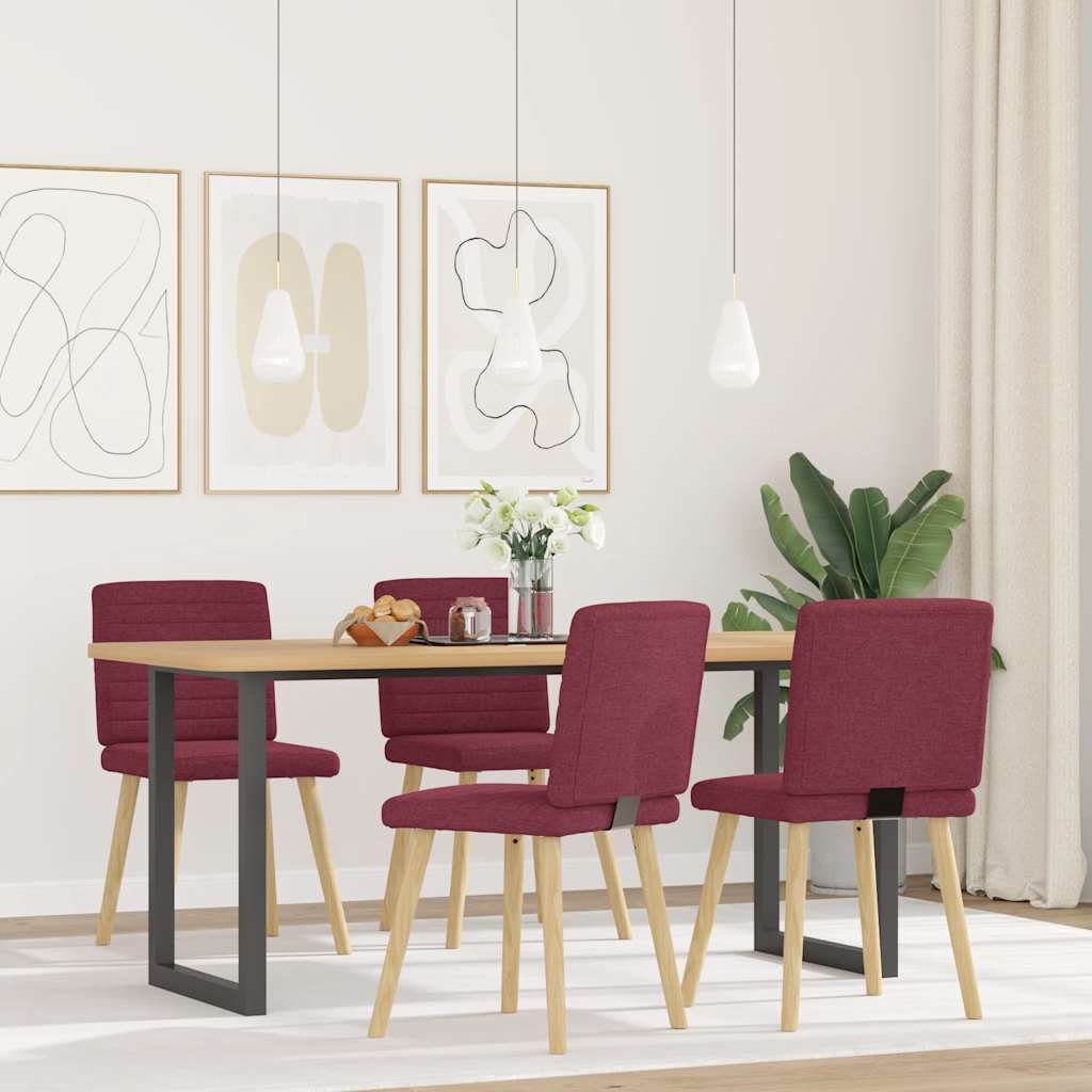 Sedie Da Pranzo 4 Pz Rosso Vino In Tessuto
