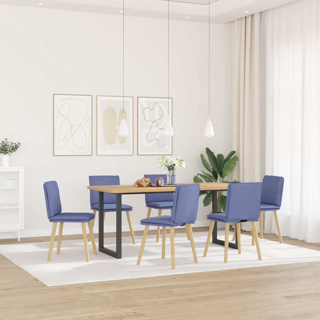 Sedie Da Pranzo 6 Pz Blu Jeans In Tessuto