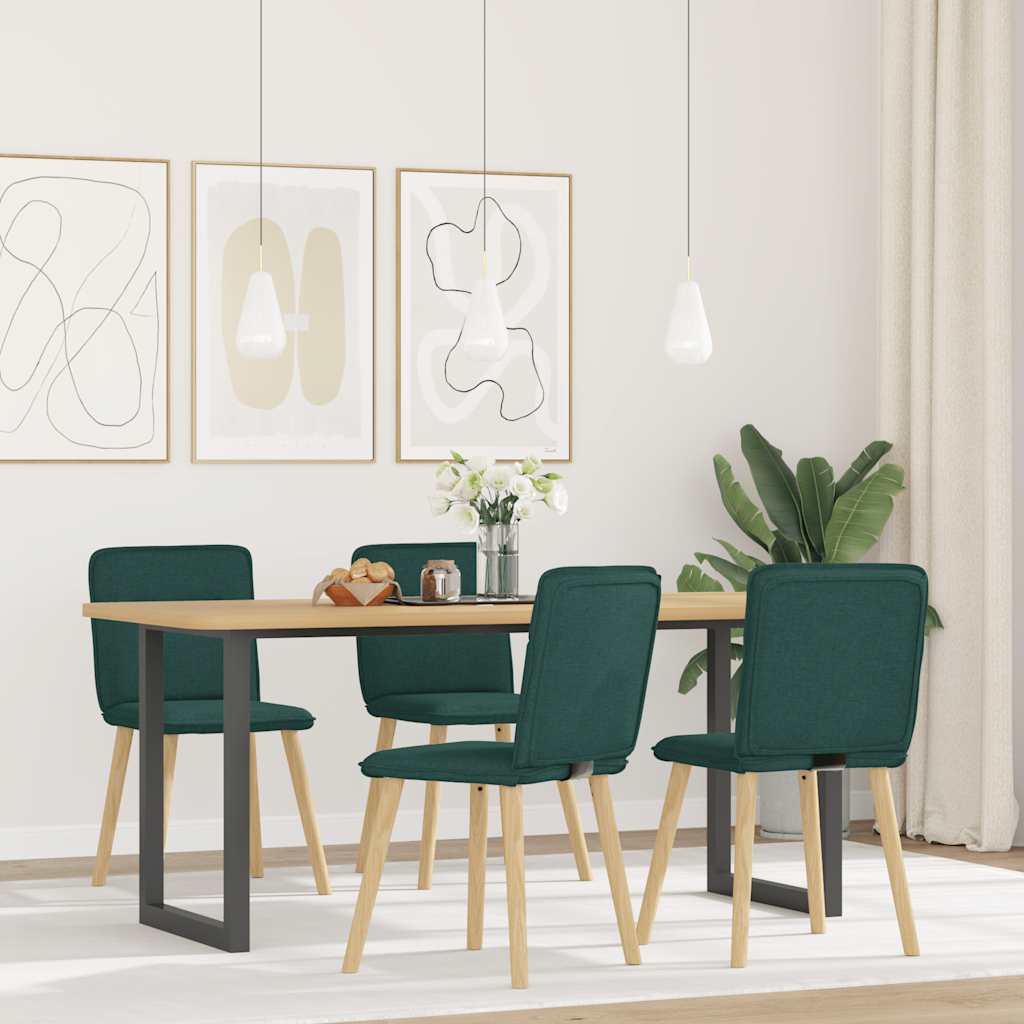 Sedie Da Pranzo 4 Pz In Tessuto Verde Scuro