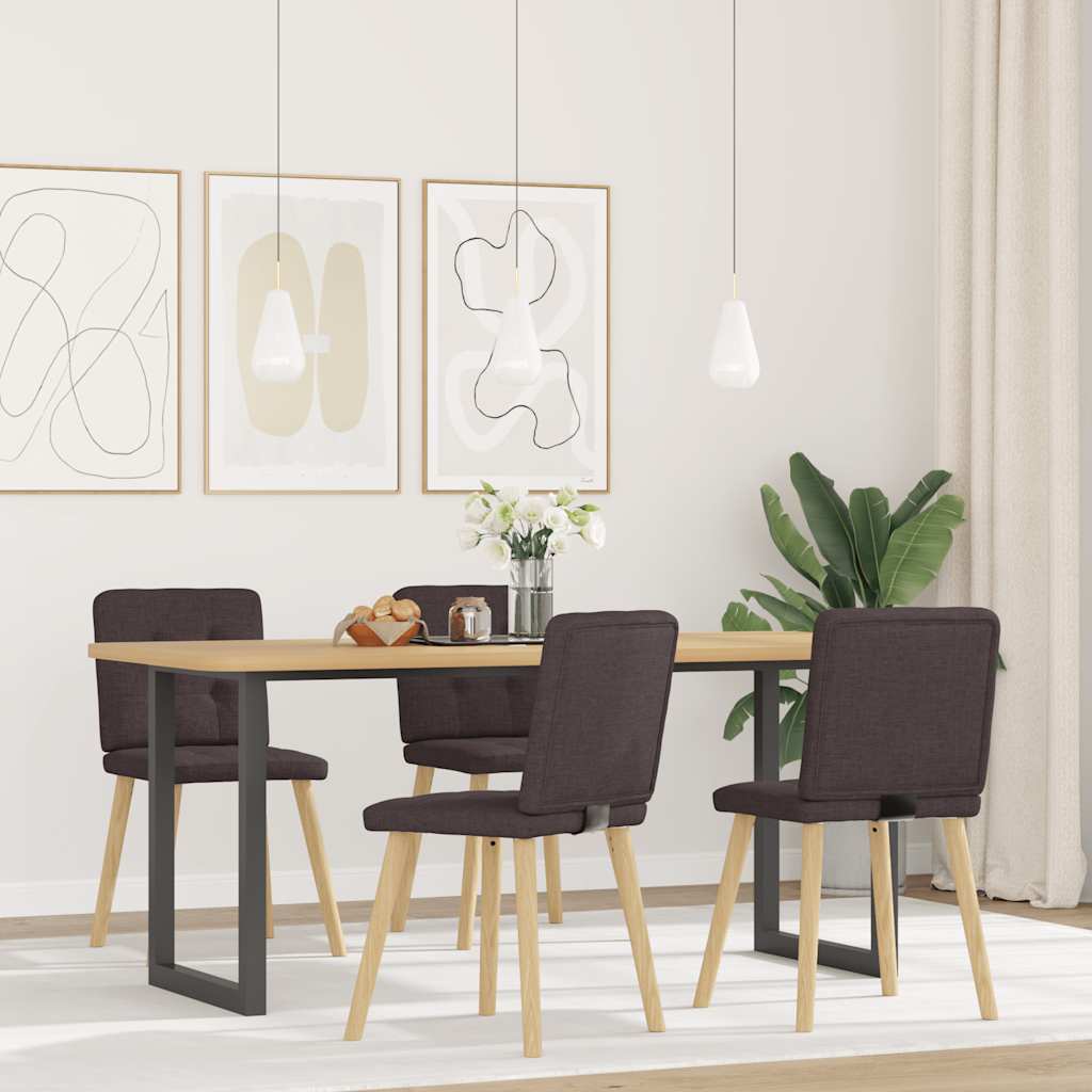 Sedie Da Pranzo 4 Pz Marrone Scuro In Tessuto