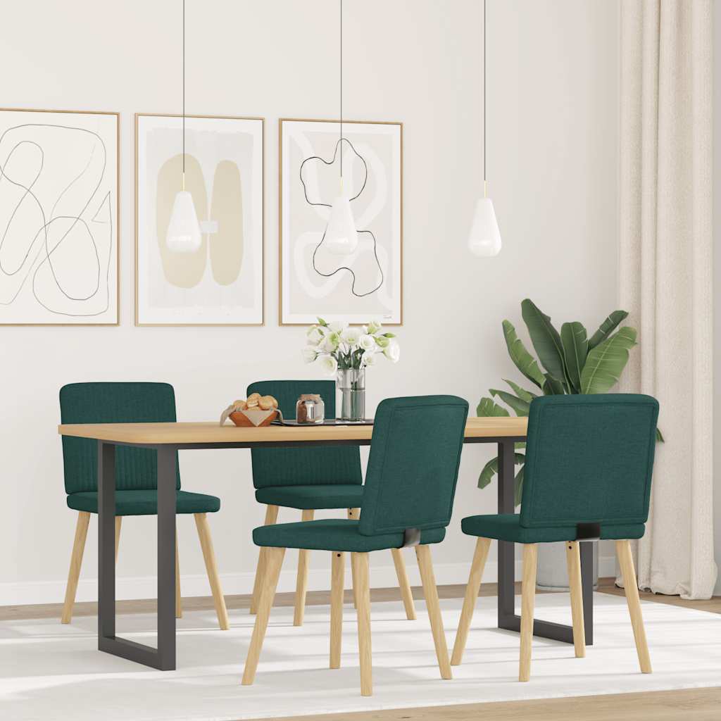 Sedie Da Pranzo 4 Pz In Tessuto Verde Scuro