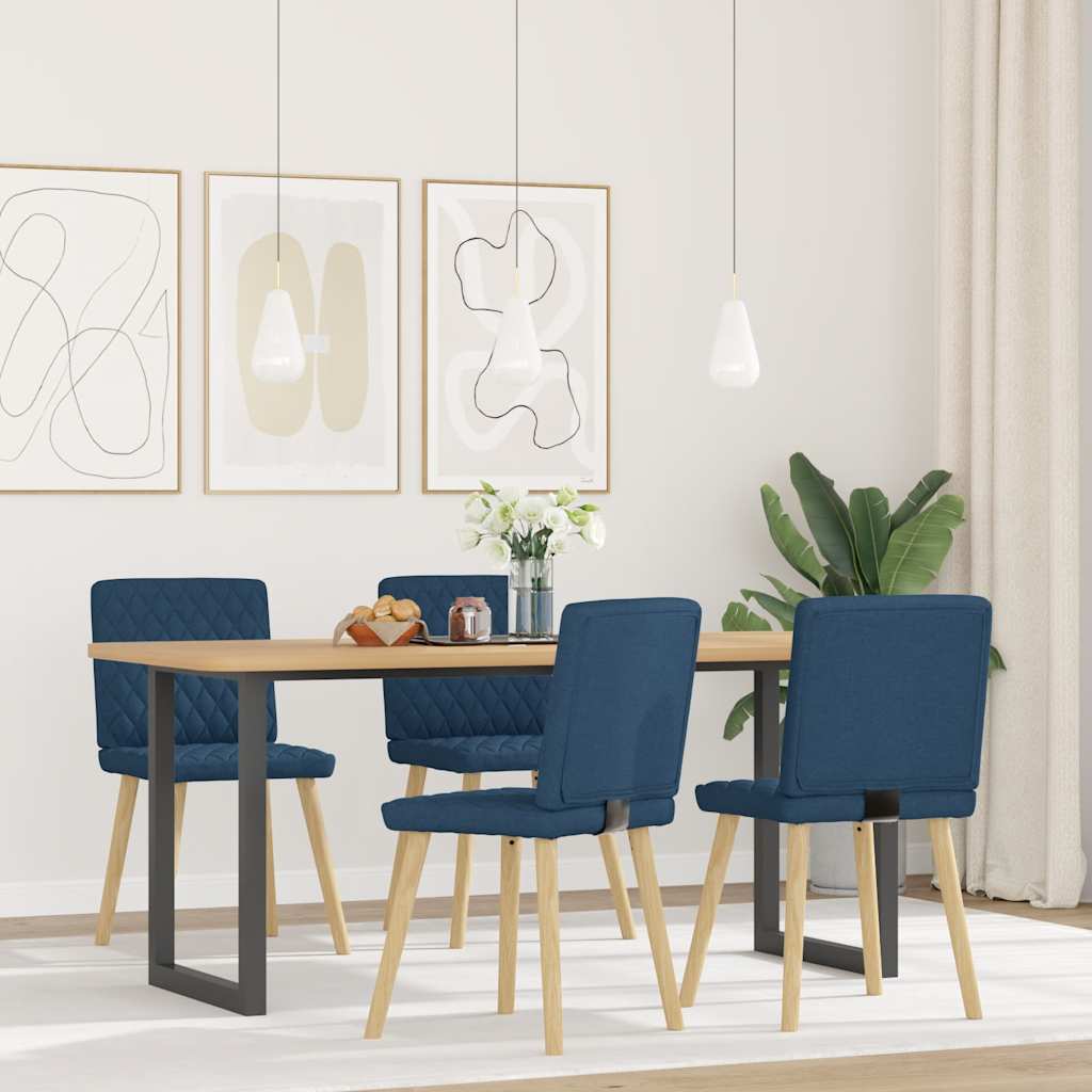 Sedie Da Pranzo 4 Pz Blu In Tessuto