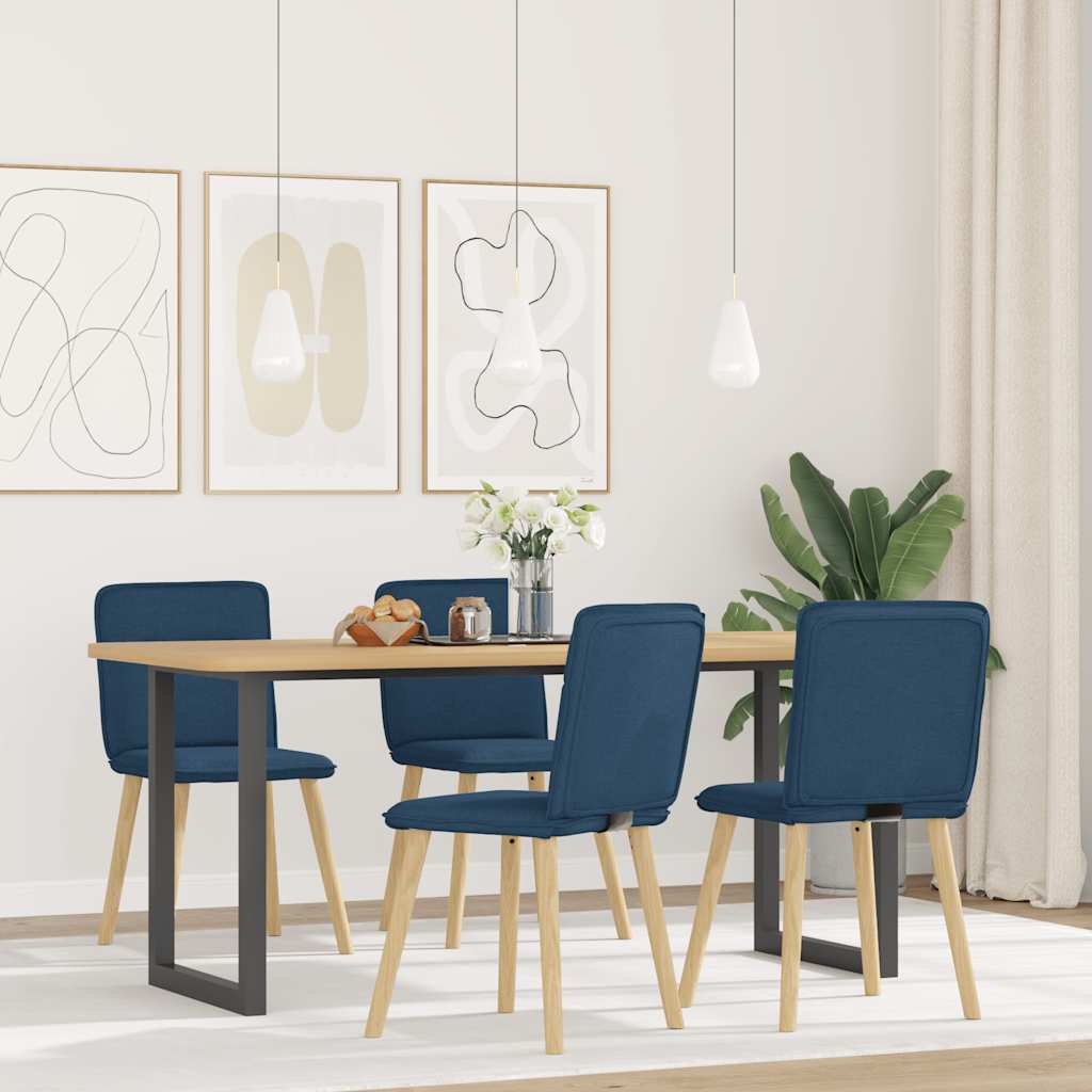 Sedie Da Pranzo 4 Pz Blu In Tessuto