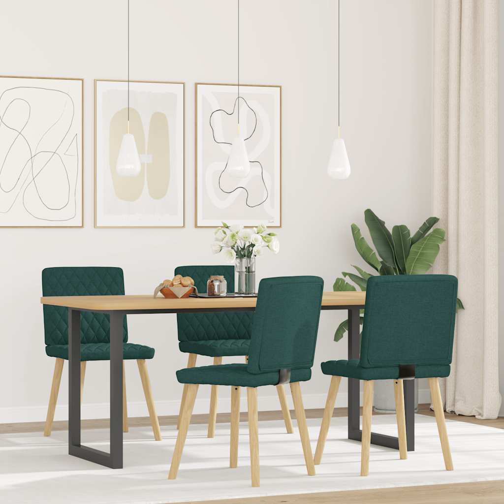 Sedie Da Pranzo 4 Pz In Tessuto Verde Scuro