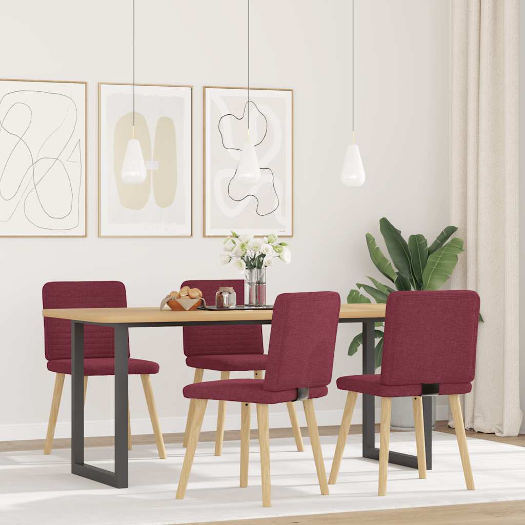 Sedie Da Pranzo 4 Pz Rosso Vino In Tessuto