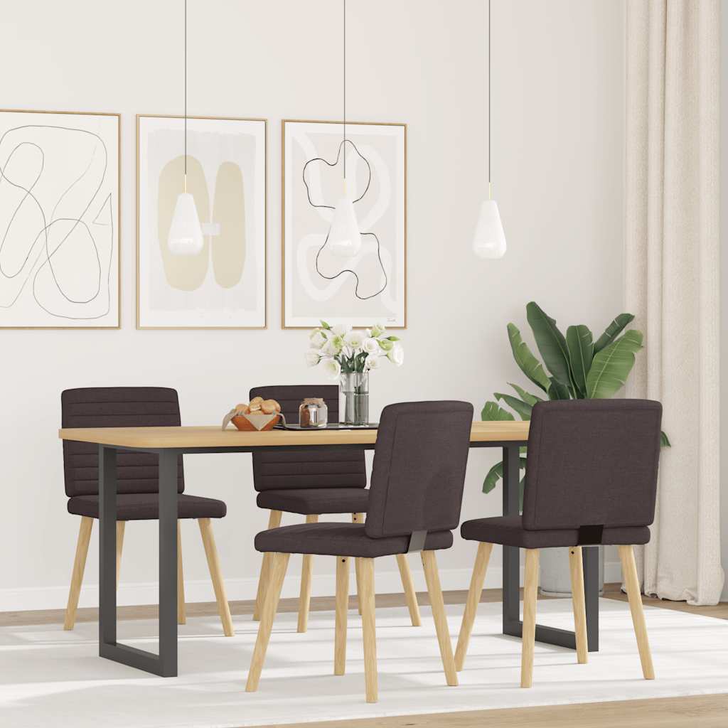 Sedie Da Pranzo 4 Pz Marrone Scuro In Tessuto