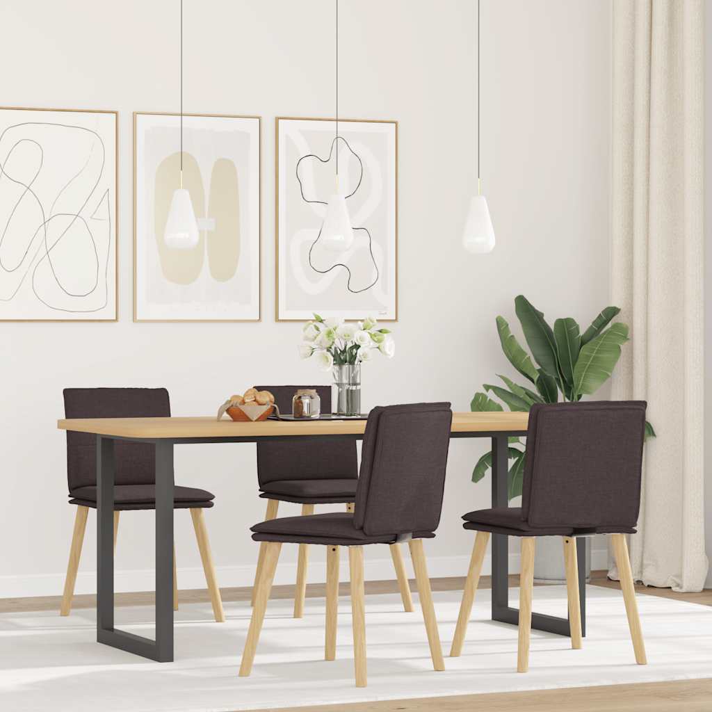 Sedie Da Pranzo 4 Pz Marrone Scuro In Tessuto